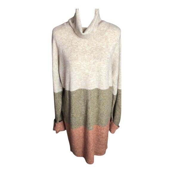 Rachel Roy‎ Cozy Oversized Women's Block Turtle Neck Sweater NWT Dress Sz M - Picture 1 of 12